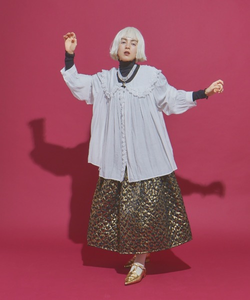 manana suerte（マニャーナスエルテ）の「レースカラーギャザーブラウス（シャツ/ブラウス・レディース・ホワイト/ブラック・FREE）」の9枚目の写真