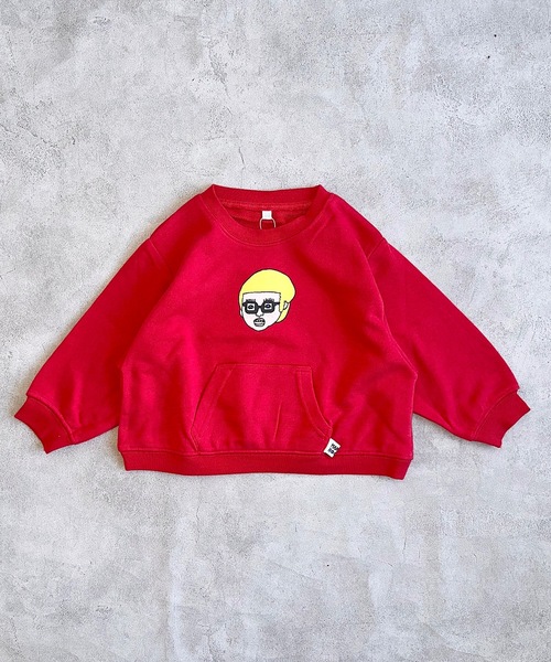 HOGAN RANCH WEAR（ホーガンランチウエア）の「カンガルーポケットトレーナー（スウェット・キッズ・イエロー/グレー/アイボリー/レッド・100/80/110/95/90/150/140/130/120）」の4枚目の写真