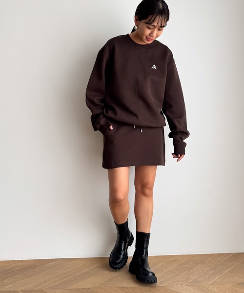 CANAL JEAN（キャナルジーン）の「El mar　ロゴスウェットSETUP（セットアップ・レディース・ネイビー/ブラウン・SMALL）」の2枚目の写真