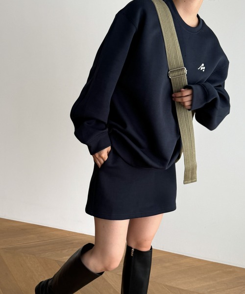 CANAL JEAN（キャナルジーン）の「El mar　ロゴスウェットSETUP（セットアップ・レディース・ネイビー/ブラウン・SMALL）」の6枚目の写真