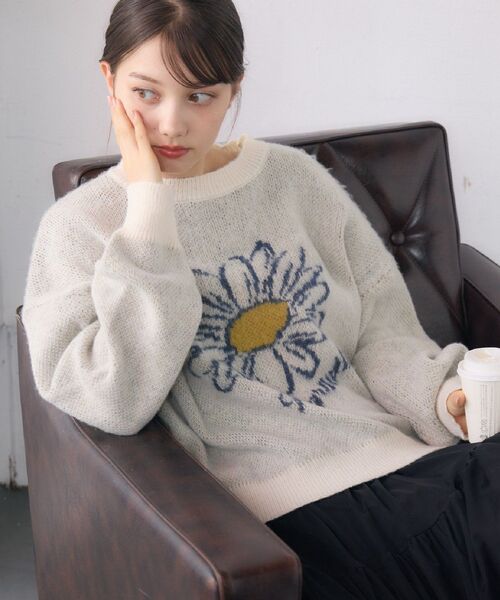 RETRO GIRL(レトロガール)の「花柄ジャガードNTPO(ニット/セーター・レディース・ダークブルー/ダークグリーン/ナチュラル・FREE)」の18枚目の写真