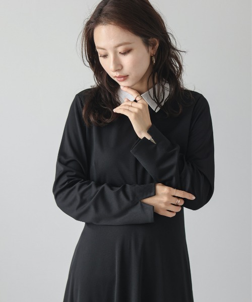 La-gemme(ラジェム)の「付け襟フレアワンピース(ワンピース・レディース・ブラウン/ネイビー/ブラック・L/M)」の7枚目の写真