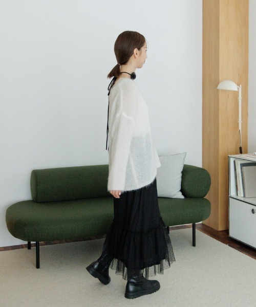 flower（フラワー）の「ダブルレーススカート（スカート・レディース・アイボリー/ブラック・FREE）」の6枚目の写真