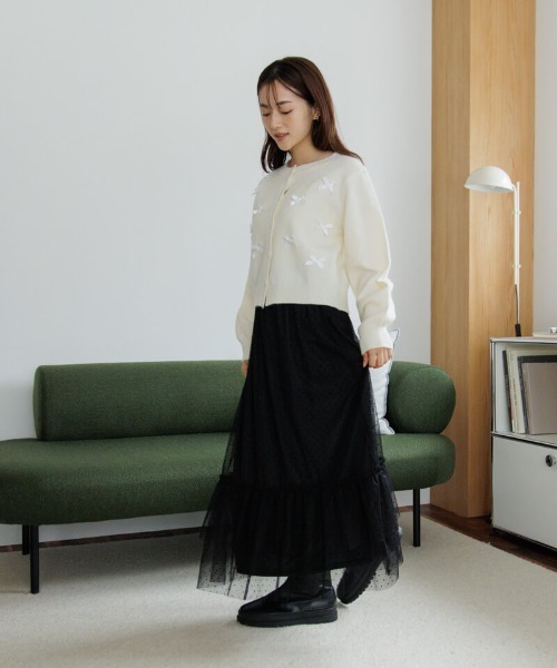 flower（フラワー）の「ダブルレーススカート（スカート・レディース・アイボリー/ブラック・FREE）」の11枚目の写真