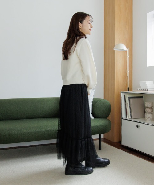 flower（フラワー）の「ダブルレーススカート（スカート・レディース・アイボリー/ブラック・FREE）」の13枚目の写真