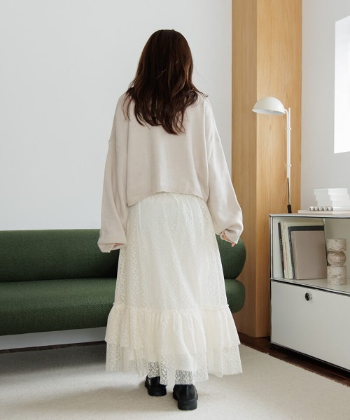 flower（フラワー）の「ダブルレーススカート（スカート・レディース・アイボリー/ブラック・FREE）」の17枚目の写真
