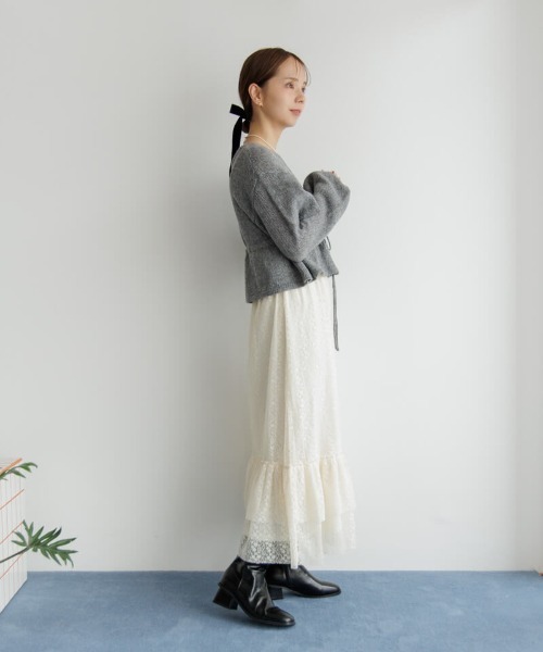 flower（フラワー）の「ダブルレーススカート（スカート・レディース・アイボリー/ブラック・FREE）」の19枚目の写真