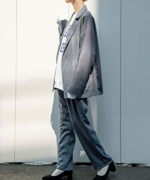 Nora Lily（ノラリリー）の「【Nora Lily】Relax Straight Pin Stripe Pants(UNISEX)（スラックス・メンズ・グレー/ネイビー/ミント・FREE）」の16枚目の写真