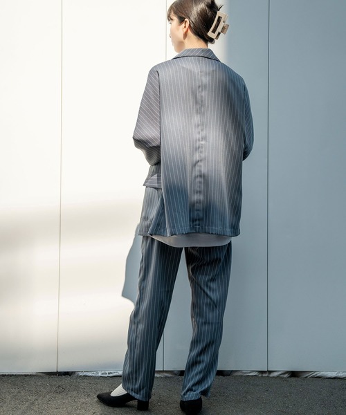 Nora Lily（ノラリリー）の「【Nora Lily】Relax Straight Pin Stripe Pants(UNISEX)（スラックス・メンズ・グレー/ネイビー/ミント・FREE）」の15枚目の写真