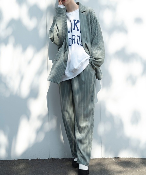 Nora Lily（ノラリリー）の「【Nora Lily】Relax Straight Pin Stripe Pants(UNISEX)（スラックス・メンズ・グレー/ネイビー/ミント・FREE）」の13枚目の写真