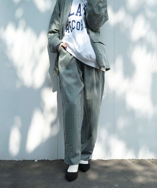 Nora Lily（ノラリリー）の「【Nora Lily】Relax Straight Pin Stripe Pants(UNISEX)（スラックス・メンズ・グレー/ネイビー/ミント・FREE）」の14枚目の写真