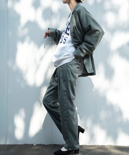 Nora Lily（ノラリリー）の「【Nora Lily】Relax Straight Pin Stripe Pants(UNISEX)（スラックス・メンズ・グレー/ネイビー/ミント・FREE）」の9枚目の写真