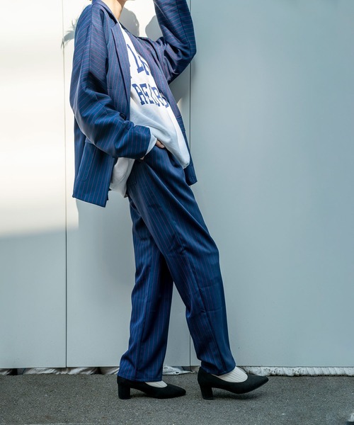 Nora Lily（ノラリリー）の「【Nora Lily】Relax Straight Pin Stripe Pants(UNISEX)（スラックス・メンズ・グレー/ネイビー/ミント・FREE）」の7枚目の写真