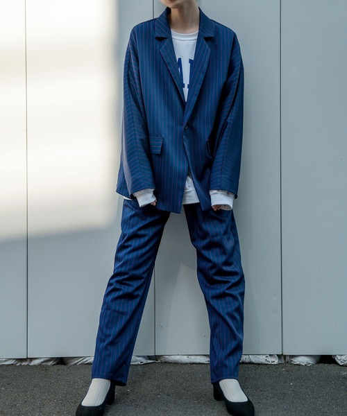 Nora Lily（ノラリリー）の「【Nora Lily】Relax Straight Pin Stripe Pants(UNISEX)（スラックス・メンズ・グレー/ネイビー/ミント・FREE）」の4枚目の写真