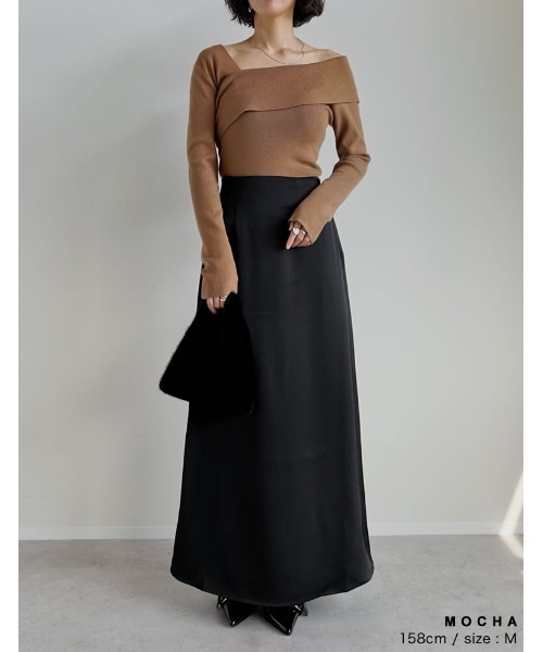 アシンメトリーネックニットトップス（ニット/セーター）｜Re:EDIT