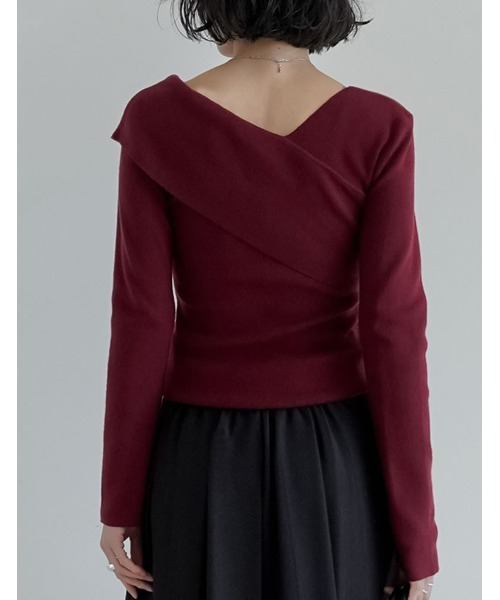 Re:EDIT(リエディ)の「アシンメトリーネックニットトップス(ニット/セーター・レディース・ブラック/アイボリー/モカ/ネイビー/グレー/ダークブラウン/ボルドー・MEDIUM/LARGE)」の19枚目の写真