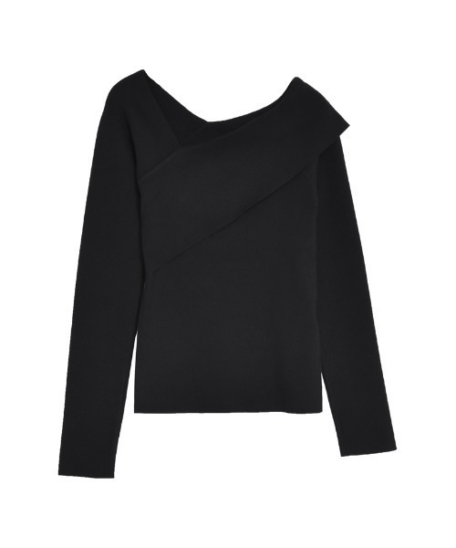 Re:EDIT(リエディ)の「アシンメトリーネックニットトップス(ニット/セーター・レディース・ブラック/アイボリー/モカ/ネイビー/グレー/ダークブラウン/ボルドー・MEDIUM/LARGE)」の10枚目の写真