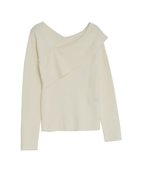 Re:EDIT(リエディ)の「アシンメトリーネックニットトップス(ニット/セーター・レディース・ブラック/アイボリー/モカ/ネイビー/グレー/ダークブラウン/ボルドー・MEDIUM/LARGE)」の11枚目の写真