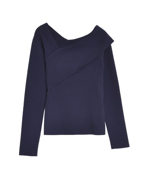 セール】アシンメトリーネックニットトップス（ニット/セーター）｜Re