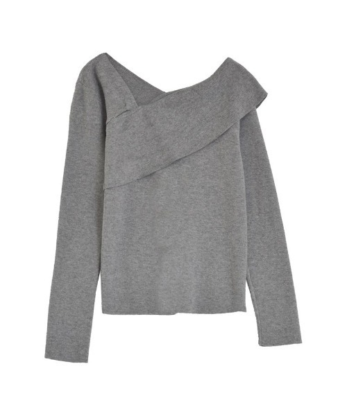 Re:EDIT(リエディ)の「アシンメトリーネックニットトップス(ニット/セーター・レディース・ブラック/アイボリー/モカ/ネイビー/グレー/ダークブラウン/ボルドー・MEDIUM/LARGE)」の14枚目の写真