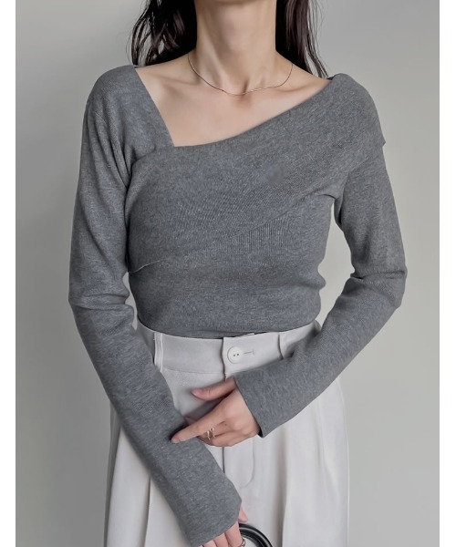 etretokyo 24SS アシンメトリーネックニットPO BK etretokyo 24SS アシンメトリーネックニットPO BK