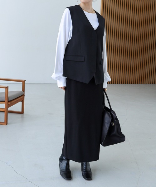 【セール】ノーカラーベスト（ベスト）｜evernavy（エバーネイビー）