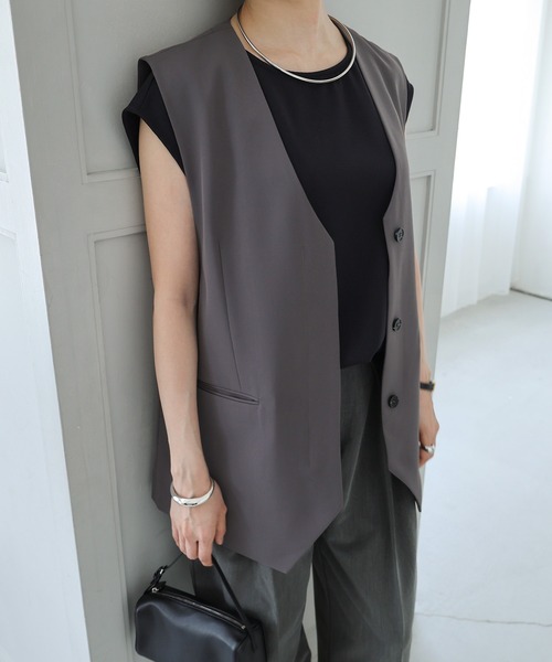 【セール】ノーカラーベスト（ベスト）｜evernavy（エバーネイビー）