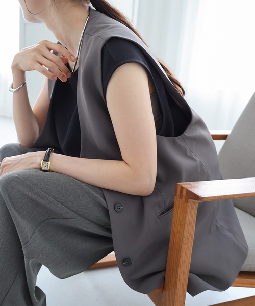 【セール】ノーカラーベスト（ベスト）｜evernavy（エバーネイビー）