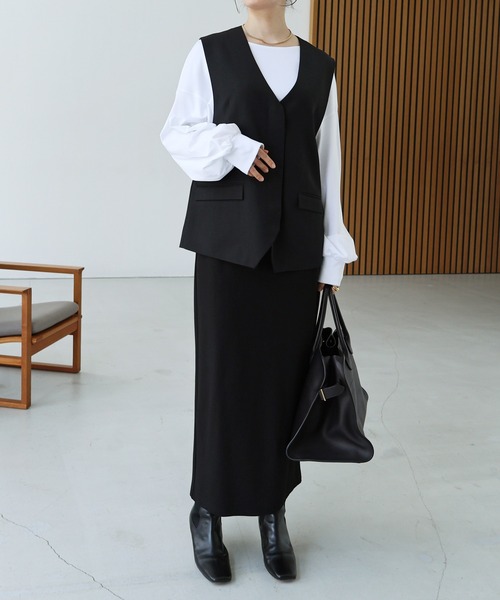 【セール】ノーカラーベスト（ベスト）｜evernavy（エバーネイビー）