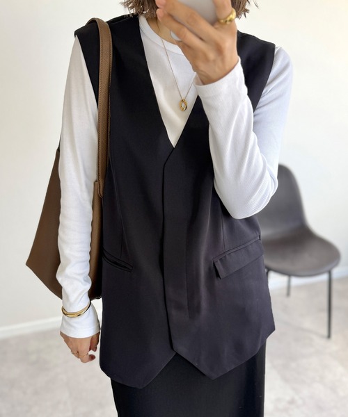 【セール】ノーカラーベスト（ベスト）｜evernavy（エバーネイビー）