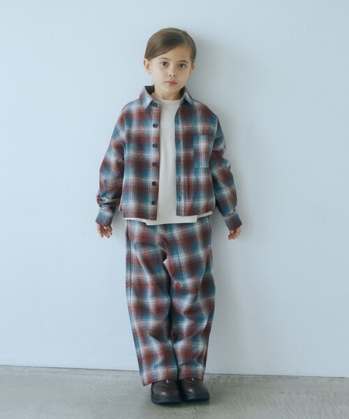 green label relaxing(グリーンレーベルリラクシング)の「TJ オンブレチェック ネルシャツ / キッズ 100cm-130cm(シャツ/ブラウス・キッズ・ワインレッド/オレンジ系その他・100cm/130cm/120cm/110cm)」の2枚目の写真