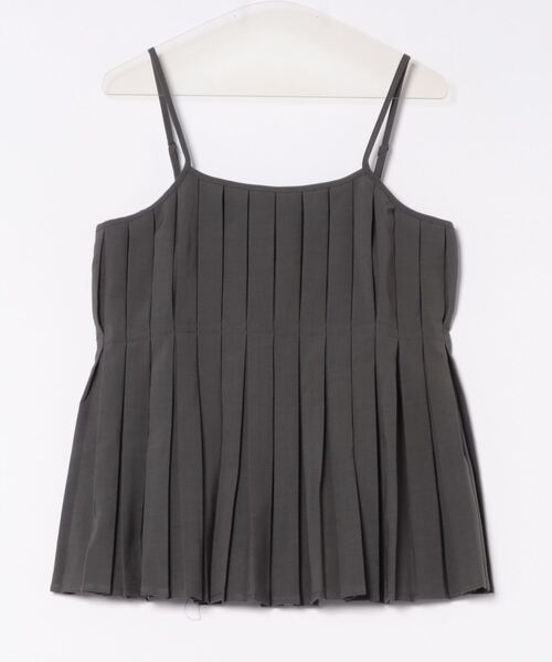 STYLEBLOCK（スタイルブロック）の「ツイルプリーツキャミトップス（シャツ/ブラウス・レディース・ダークブラウン/オリーブ/ブラック/チャコールグレー・M）」の3枚目の写真