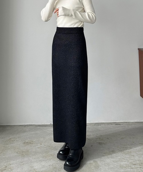 callautia(カラウティア)の「ラメニットペンシルスカート(スカート・レディース・ブラック/チャコール/モカ・SMALL/MEDIUM/LARGE)」の4枚目の写真