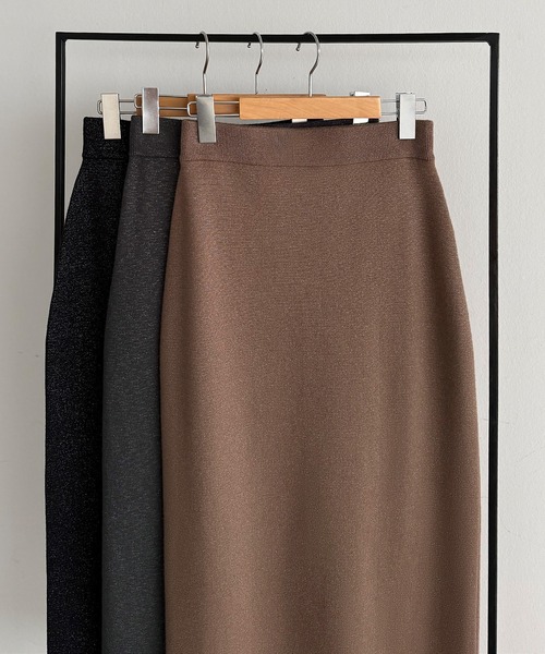 callautia(カラウティア)の「ラメニットペンシルスカート(スカート・レディース・ブラック/チャコール/モカ・SMALL/MEDIUM/LARGE)」の20枚目の写真