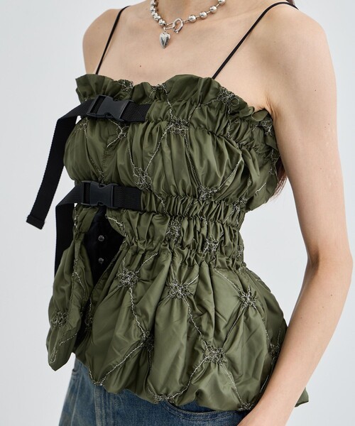 HOUGA（ホウガ）の「【HOUGA/ホウガ】dearly bustier/シャーリングビスチェ（ベスト・レディース・カーキ/ホワイト・FREE）」の17枚目の写真