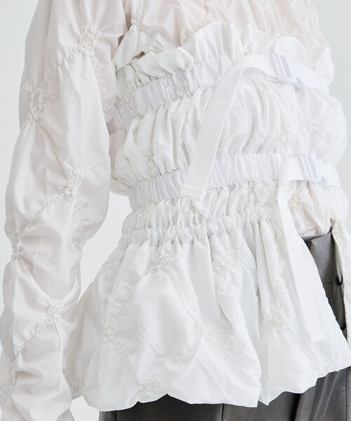 HOUGA（ホウガ）の「【HOUGA/ホウガ】dearly bustier/シャーリングビスチェ（ベスト・レディース・カーキ/ホワイト・FREE）」の9枚目の写真