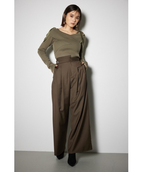 rienda(リエンダ)の「2WAYショルダーリボンクロスニットトップ 秋服 冬服(ニット/セーター・レディース・ベージュ/ダークブルー/カーキ・FREE)」の7枚目の写真