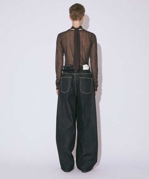 cotton sheer jersey neck bow top（その他トップス