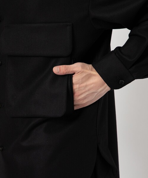 ETHOSENS（エトセンス）の「【ETHOSENS/エトセンス】Flannei loose-fit shirt（シャツ/ブラウス・メンズ・ブラック/ライトグレー・2/1）」の3枚目の写真
