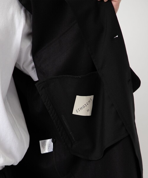 ETHOSENS（エトセンス）の「【ETHOSENS/エトセンス】Flannei loose-fit shirt（シャツ/ブラウス・メンズ・ブラック/ライトグレー・2/1）」の6枚目の写真