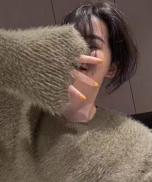 Miniministore(ミニミニストア)の「シャギーニットレディース 韓国風セーター(ニット/セーター・レディース・ホワイト/ブラック/ライトピンク/グレイッシュベージュ/アイボリー/ワインレッド・FREE)」の9枚目の写真