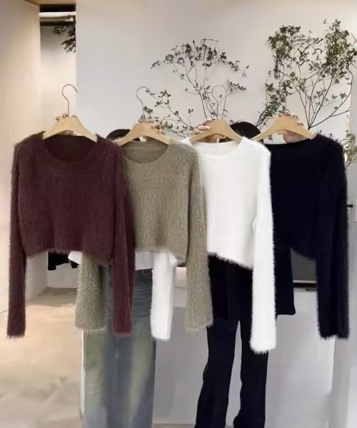 Miniministore(ミニミニストア)の「シャギーニットレディース 韓国風セーター(ニット/セーター・レディース・ホワイト/ブラック/ライトピンク/グレイッシュベージュ/アイボリー/ワインレッド・FREE)」の21枚目の写真