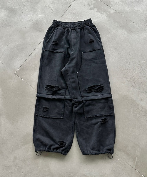WISH FOR EVER（ウィッシュフォーエバー）の「2WAY ASSORT VINTAGE LIKE HEAVY WEIGHT SWEAT PANTS/2way アソートビンテージライクヘビーウエイトスウェットパンツ（スウェットパンツ・メンズ・グレー/ブラウン/ブラック・LARGE/MEDIUM/SMALL）」の2枚目の写真
