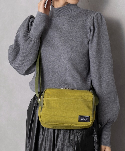 ナイロン ブラック ショルダーバッグ セール】【SETUP7】しわナイロンショルダーバッグ 7671 MKS