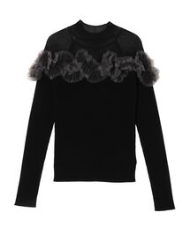 LAGUNAMOON | チュールフリルオフショルニットプルオーバー(ニット/セーター)