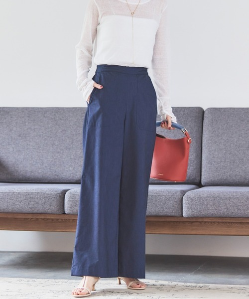【美品】OLLEBOREBLA アルベロベロ　パンツ　リネン混　日本製 ネイビー 美品】OLLEBOREBLA アルベロベロ パンツ リネン混 日本製
