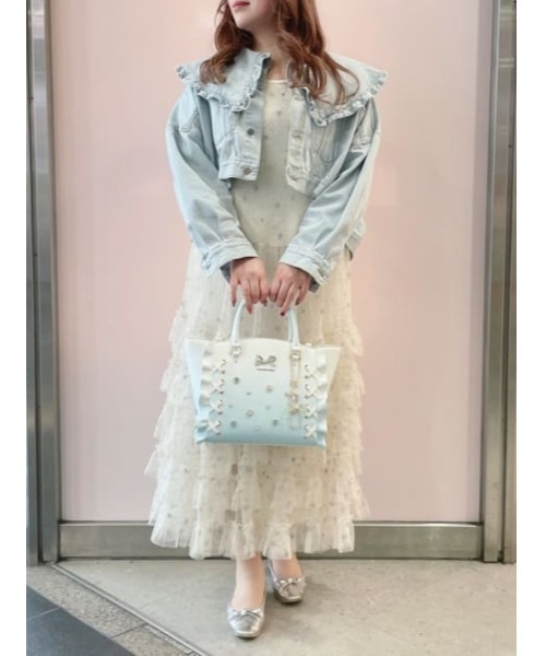 SAMANTHAVEGA（サマンサベガ）の「レースアップハートビジューグラデーションフラッター（小）（ハンドバッグ・レディース・ラベンダー/ライトブルー・FREE）」の21枚目の写真