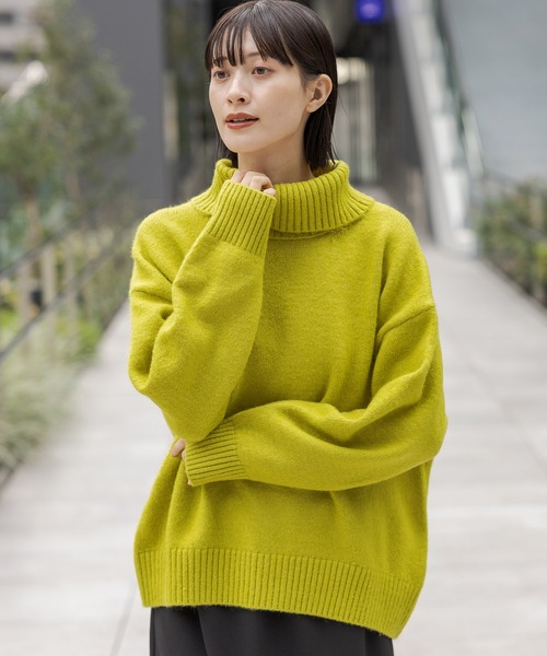 LAKOLE（ラコレ）の「7ゲージタートルニットプルオーバー / 231665（ニット/セーター・レディース・ライム/ピンク/チャコールグレー/グレー・FREE）」の3枚目の写真