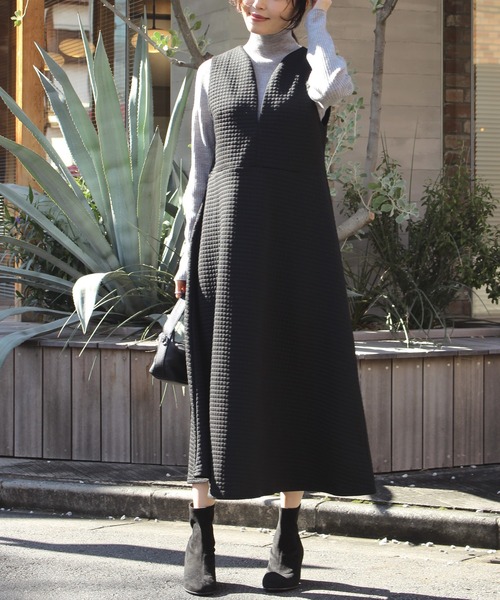 INCEDE(インシード)の「キルトカットワンピース(ワンピース・レディース・チャコールグレー/オフホワイト/ブラック・LL/L/M)」の13枚目の写真