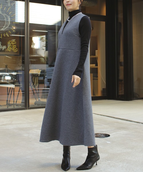 INCEDE(インシード)の「キルトカットワンピース(ワンピース・レディース・チャコールグレー/オフホワイト/ブラック・LL/L/M)」の21枚目の写真